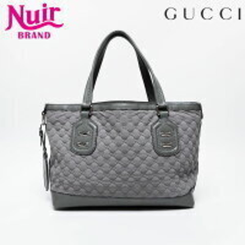 Gucci Neoprene Canvas Leather Tote Shoulder Bag Gray